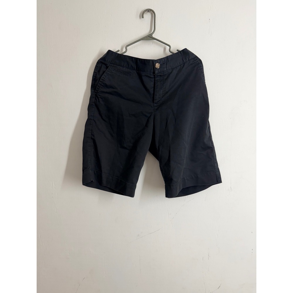 Dockers Womens Black Chino Bermuda Shorts Size 12 Stretch Cotton Casual Mid Rise